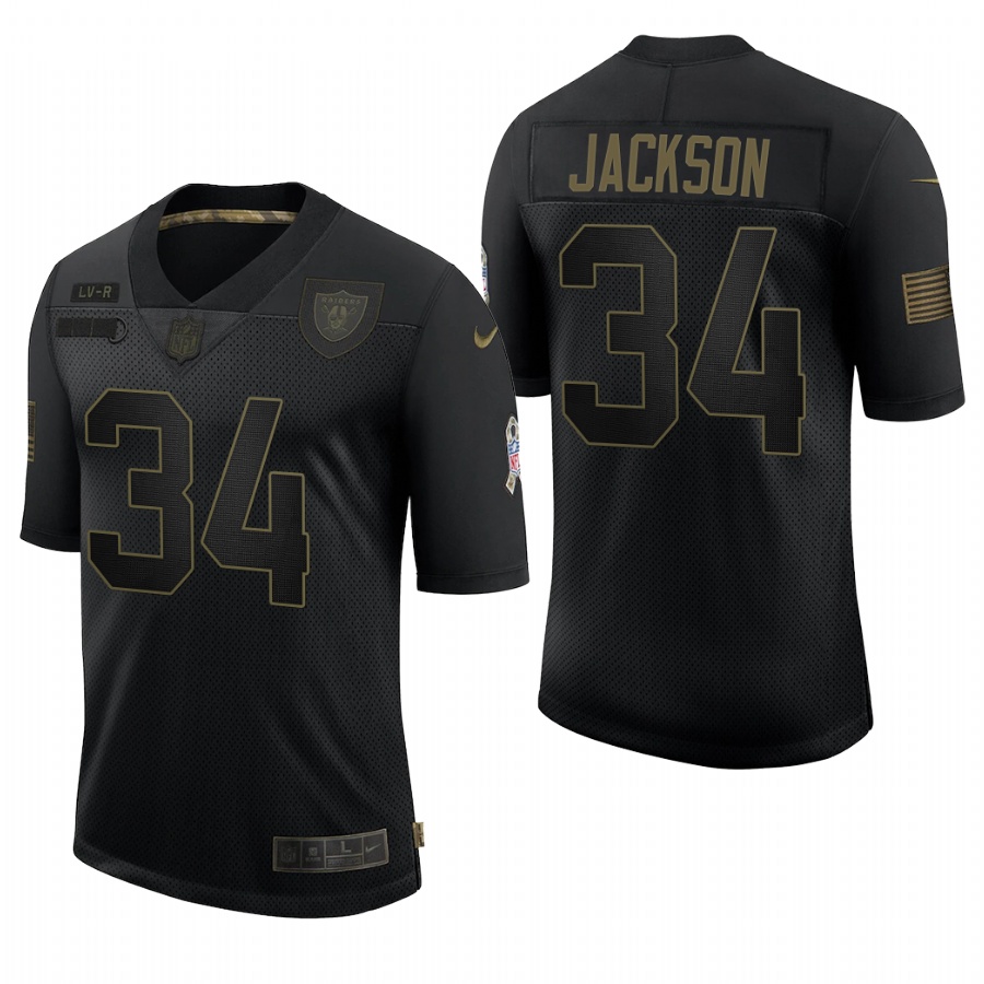 Men's Las Vegas Raiders #34 Bo Jackson Black 2020 Salute To Service Limited Stitched Jersey